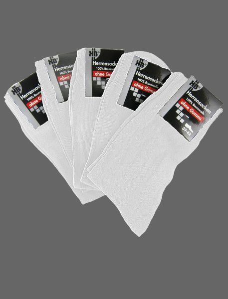 Preview: Herren-Socken, 90% Baumwolle, ohne Gummidruck, weiß, 5er-Bündel